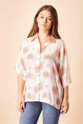 Seascape Silk Blouse in Cream   Rose