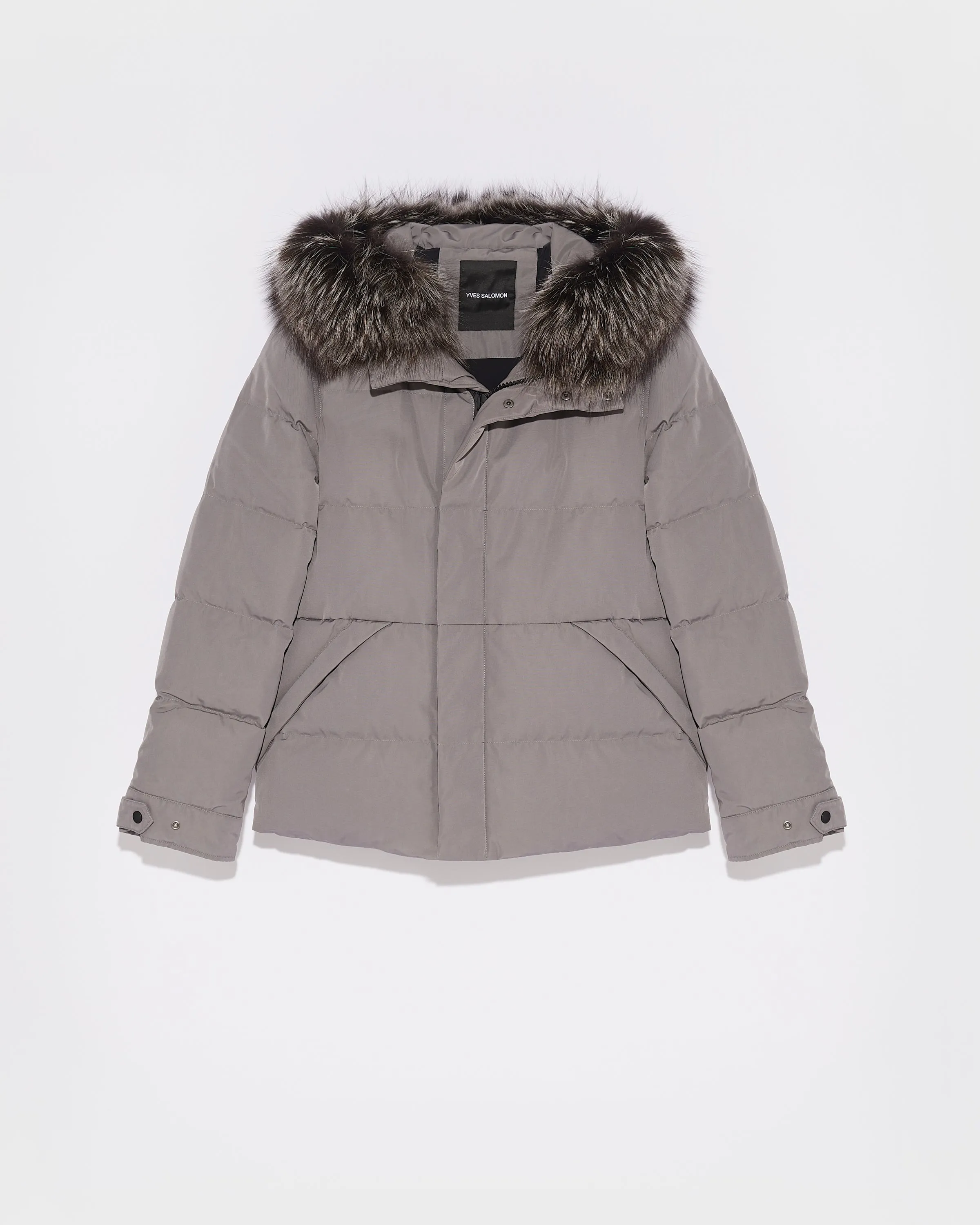 Short Down Jacket with Fox Trim