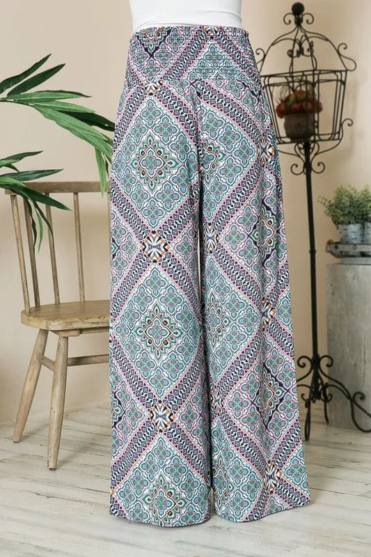 Smocked Wide Leg Pants