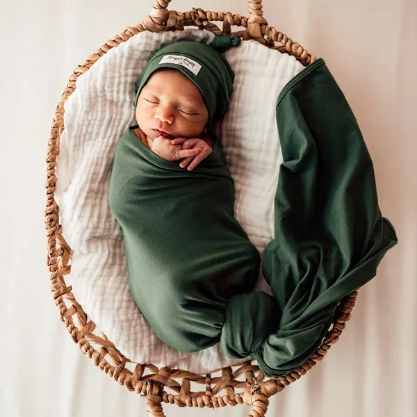 Snuggle Hunny Jersey Wrap with Matching Headwear - Olive