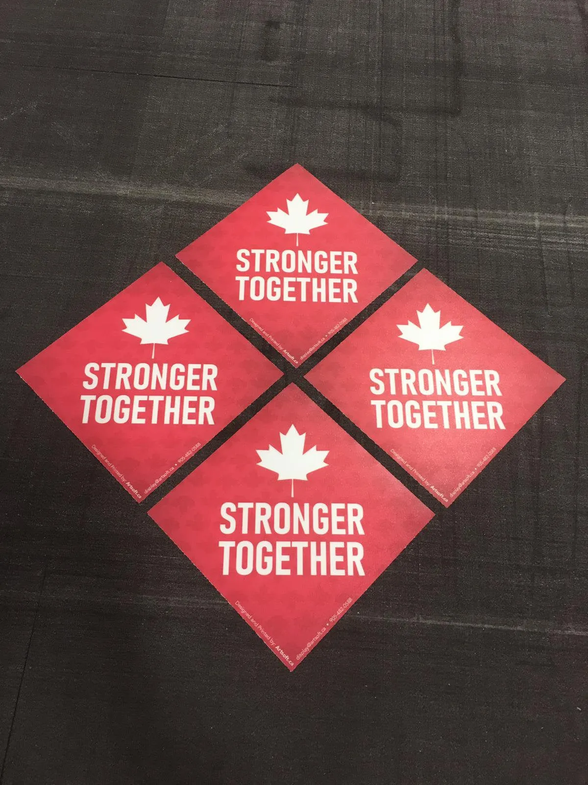 Stronger Together Canadian Wall or Floor Stickers - 10" Inches Diamond Shape