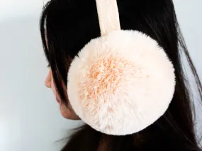 Super Fluffy Cozy Fur Earmuffs, Cream Beige Plush Ear Warmers, Chic Winter fashion, Stylish Faux Fur Ear Covers, Winter Accessories Headgear