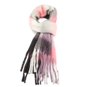 Tartan Scarf Coral & Grey