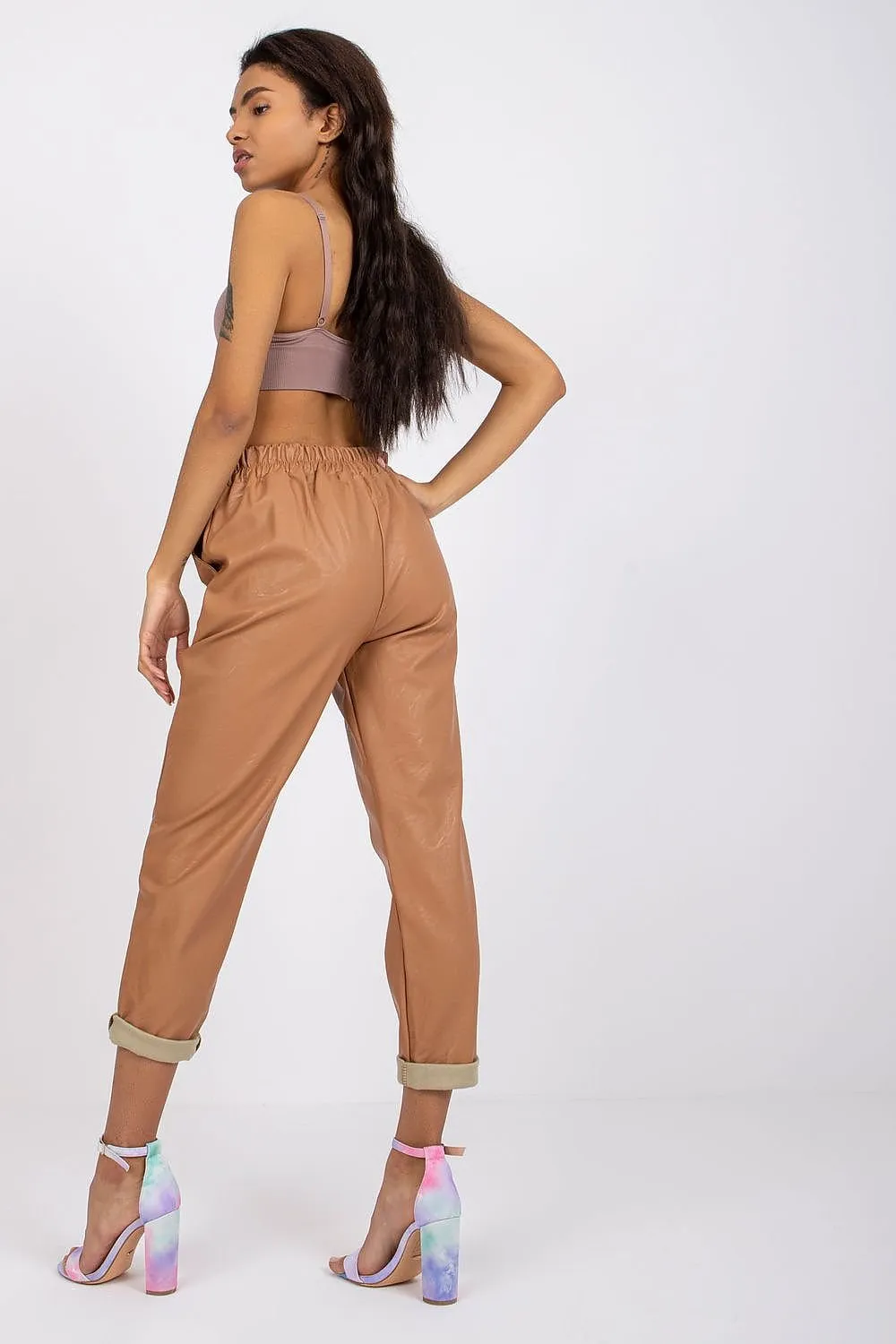 TEEK - Brown Stretch Chained Waist Trousers