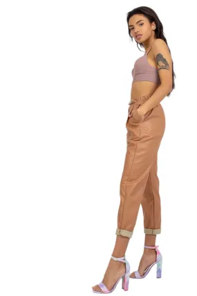 TEEK - Brown Stretch Chained Waist Trousers