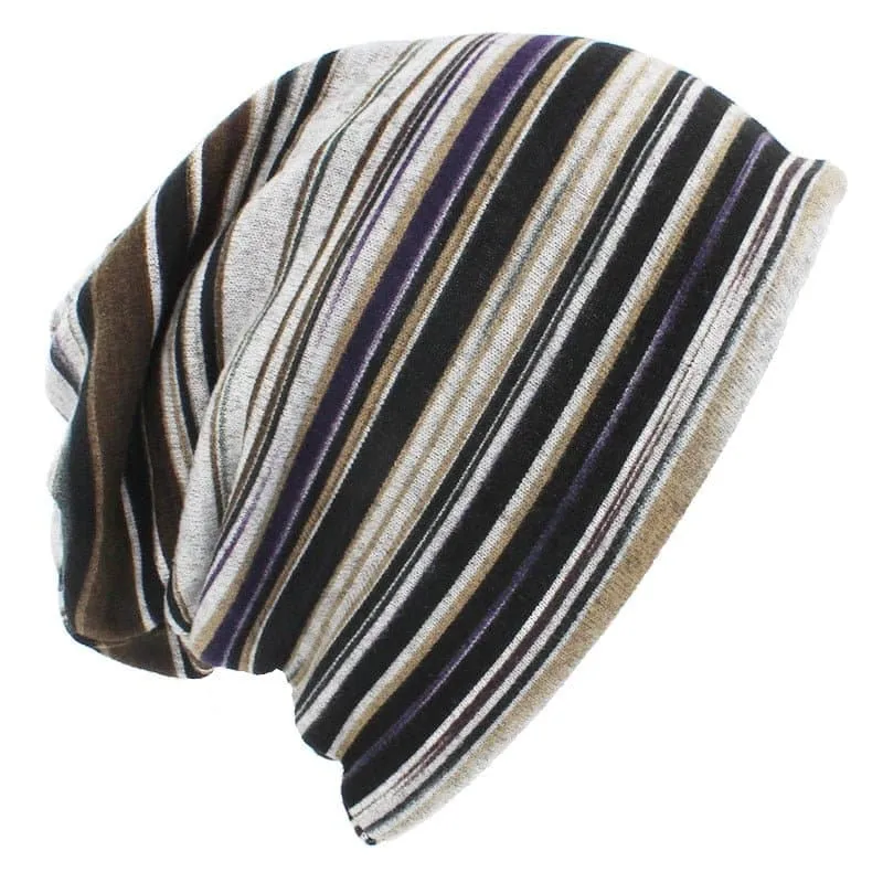 Thin Striped Beanies - Trendy, Warm, and Stylish Polyester Hats