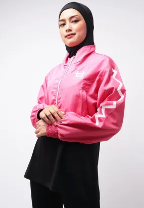 Third Day LO021 Jaket Sporty Parka Crop Wanita Parasit Zigzag Pink Putih