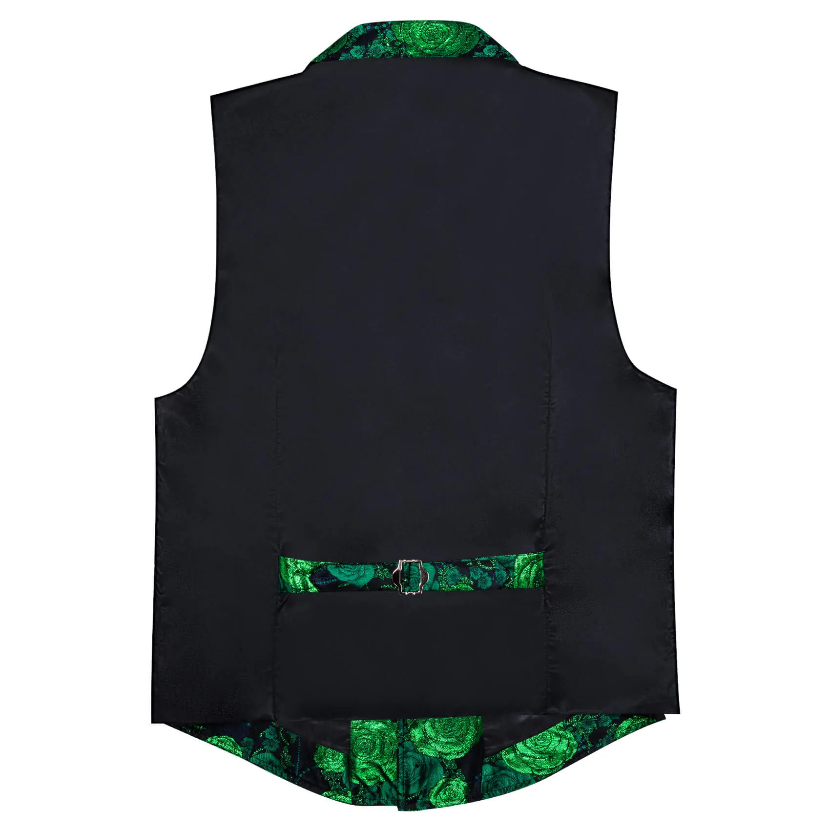 Ties2you Men's Casual Vest Green Woven Floral Silk Notch Collar Vest