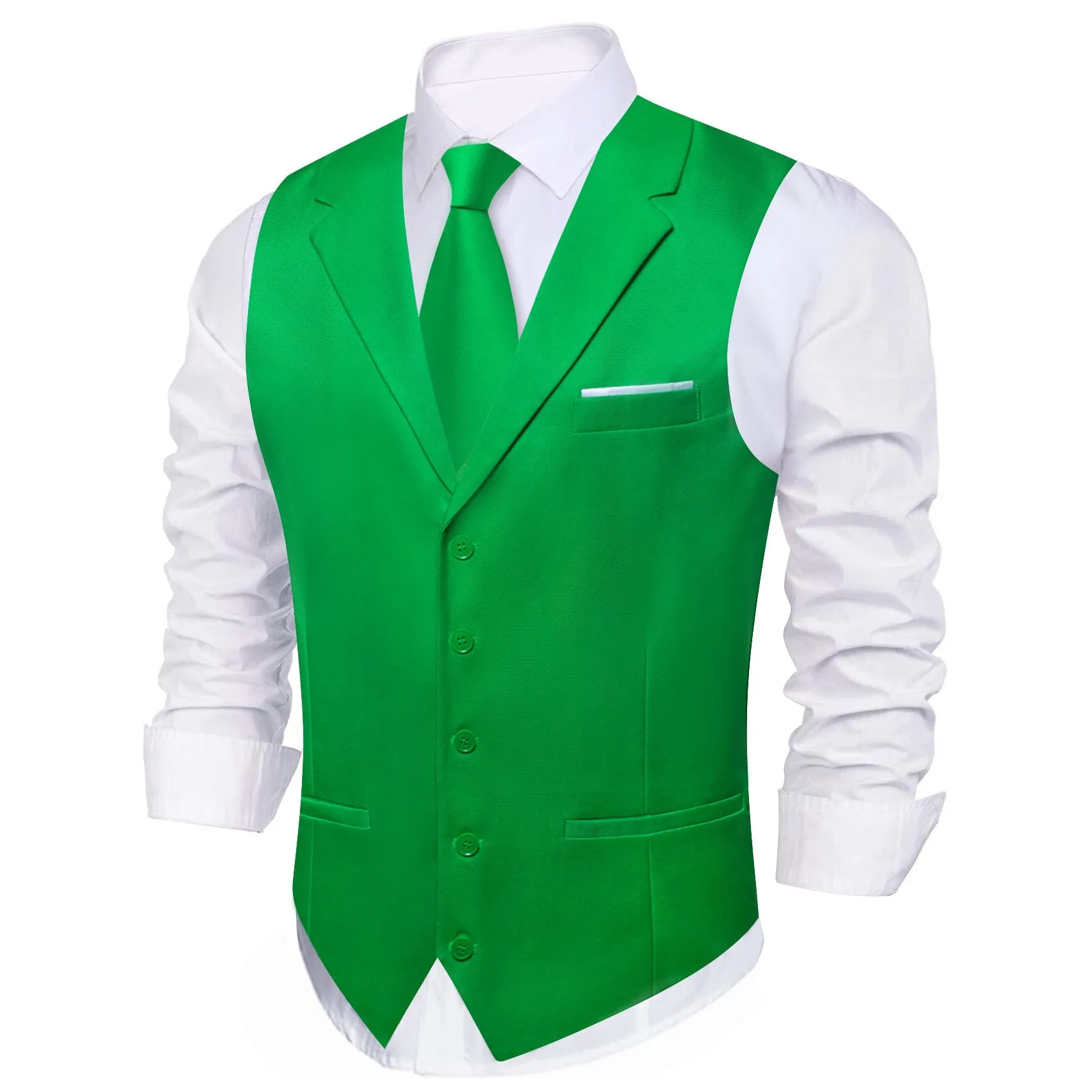 Ties2you Men's Vest Lime Green Solid Jacquard Notched Collar Vest