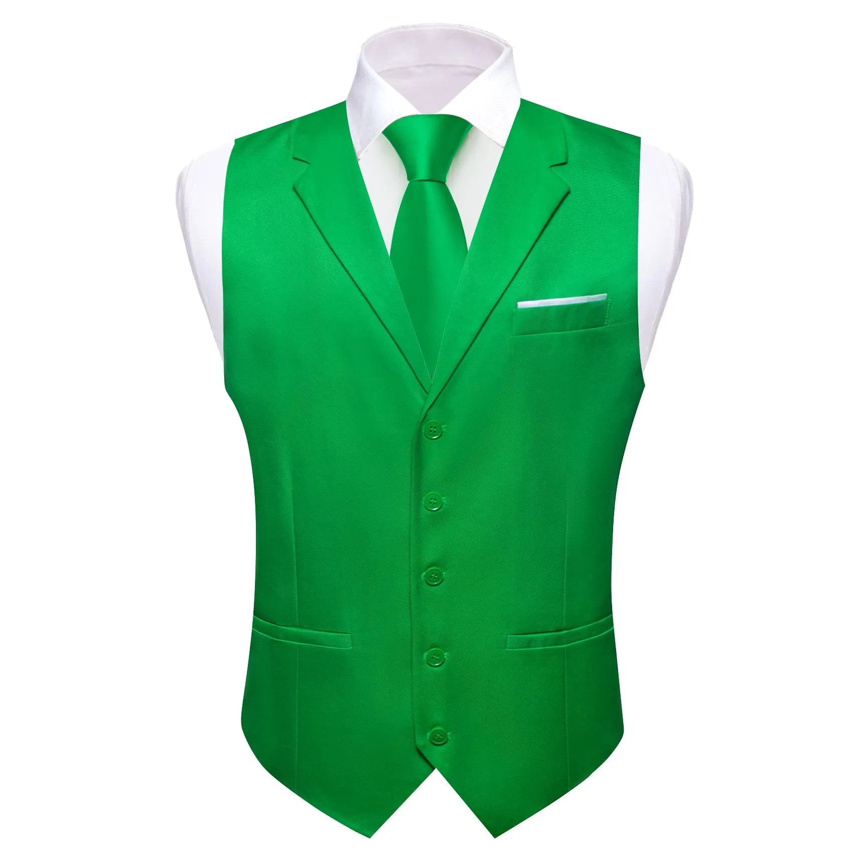 Ties2you Men's Vest Lime Green Solid Jacquard Notched Collar Vest