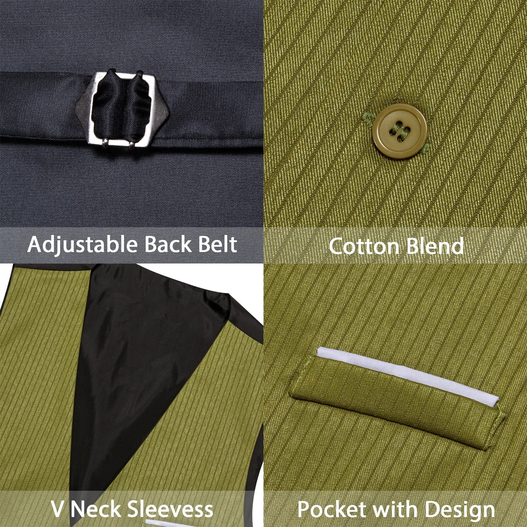 Ties2you Vest for Mens Olive Green Solid V-Neck Business Suit Vest