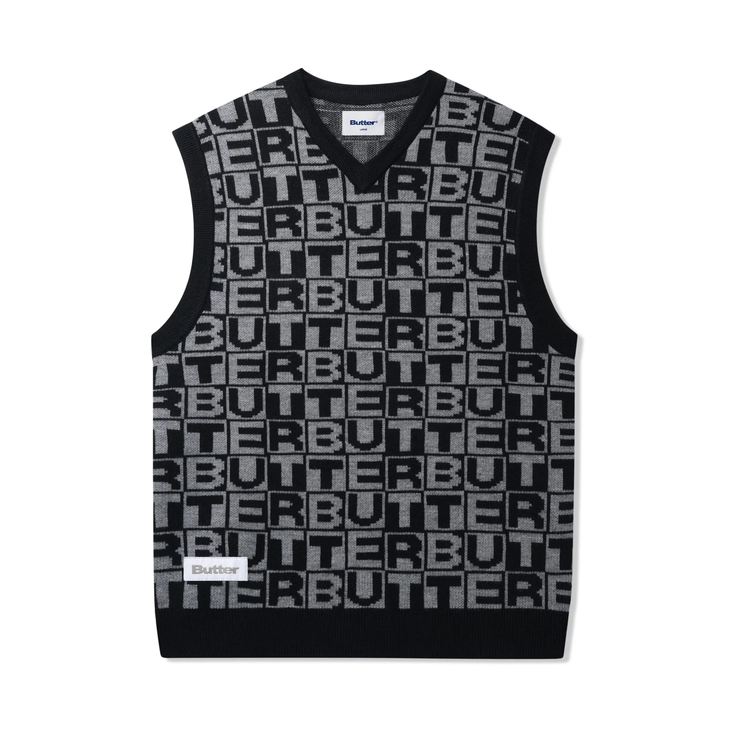 Tiles Knitted Vest, Black