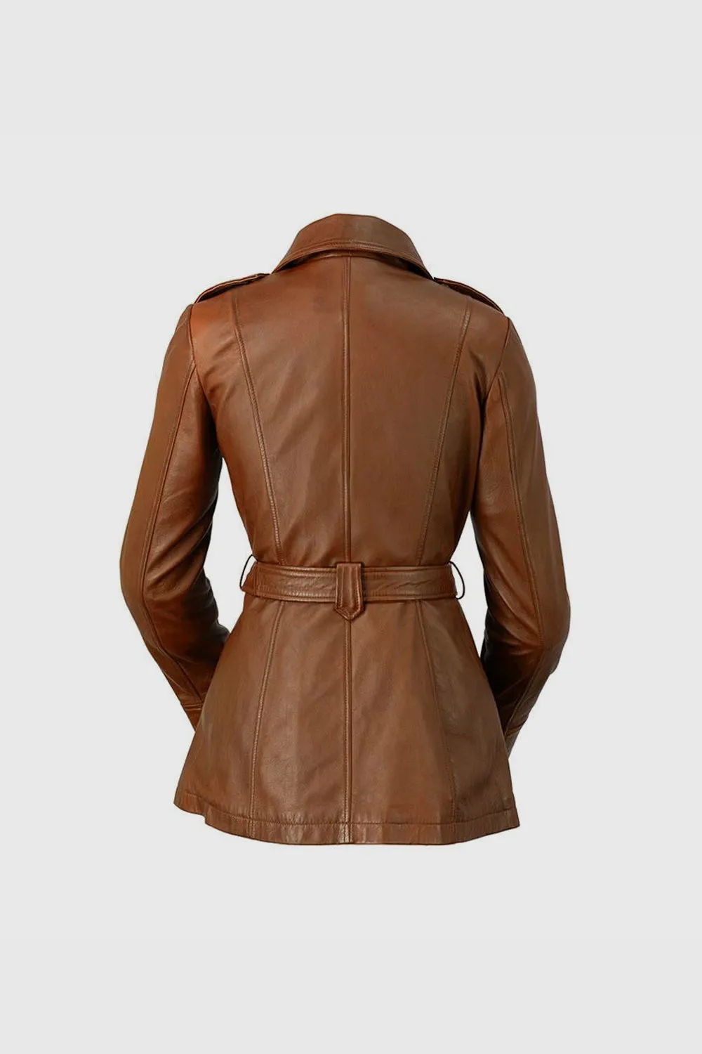 Traci Womens Leather Jacket Dark Cognac