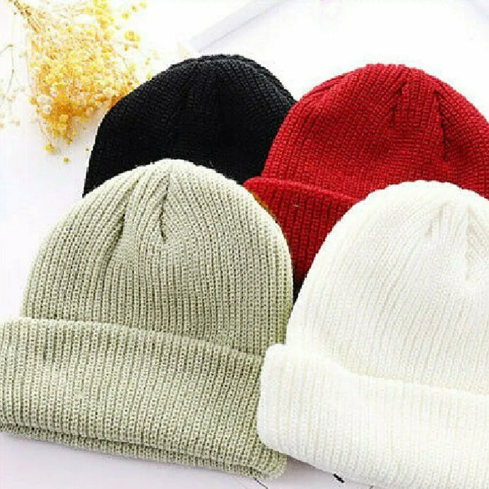 US 2-4 Pc Cuff Beanie Slouchy Knit Ski Skull Cap Warm Stocking Hat Striped Solid