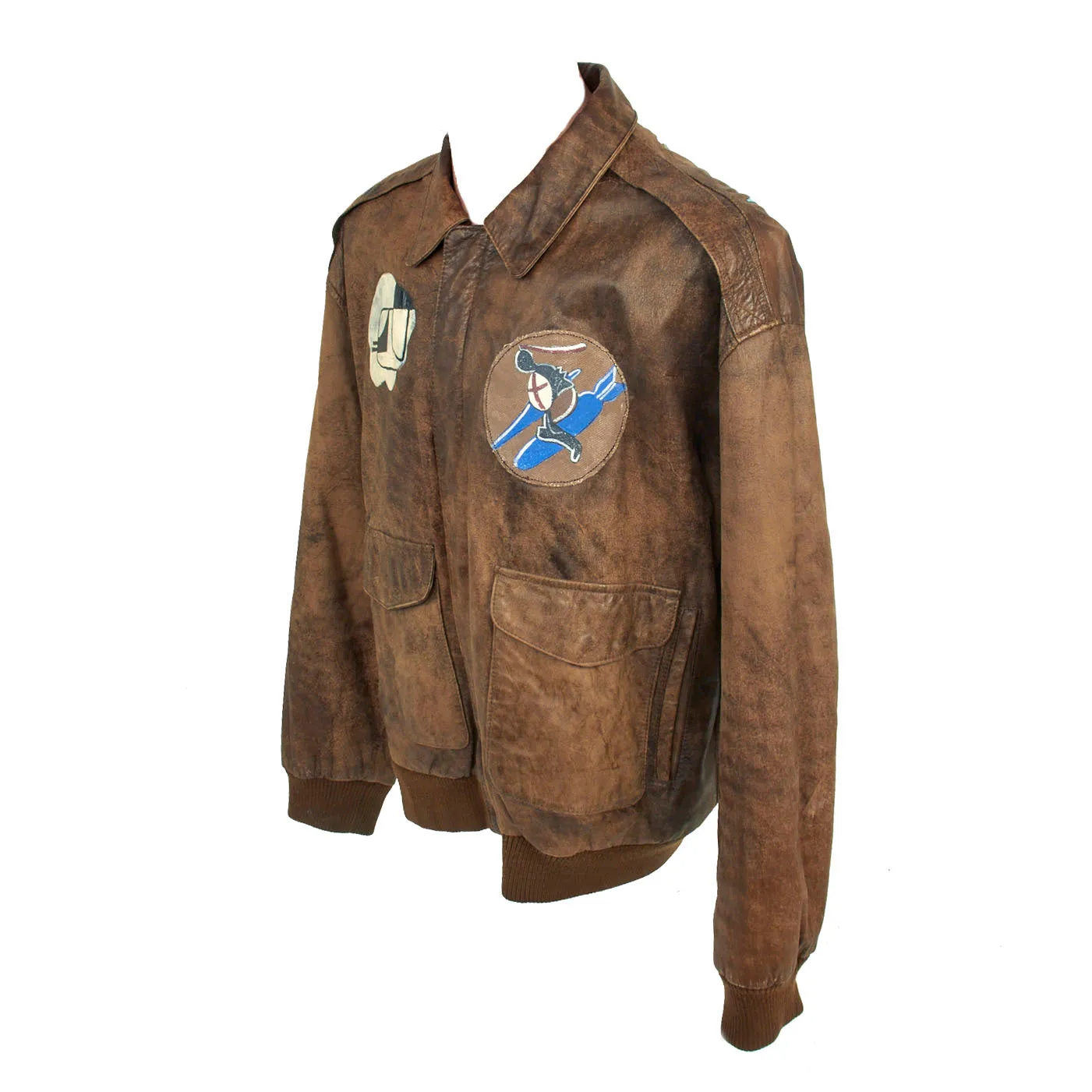 U.S. WWII A-2 Style Museum Quality Reproduction 8th Air Force 392nd Bomb Group 577 Squadron B-24 “Trips Daily” Hand Painted Leather Jacket - Size XL