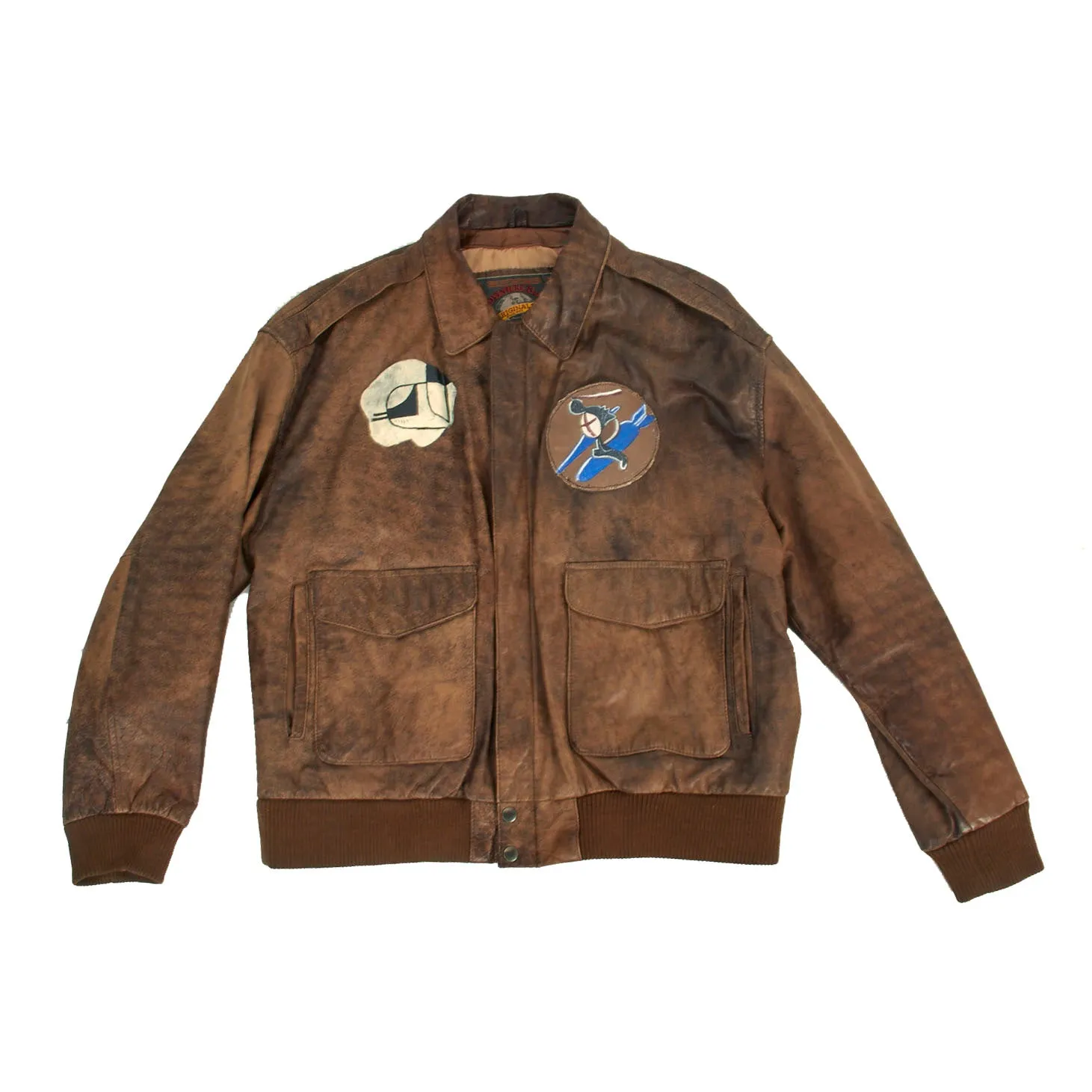 U.S. WWII A-2 Style Museum Quality Reproduction 8th Air Force 392nd Bomb Group 577 Squadron B-24 “Trips Daily” Hand Painted Leather Jacket - Size XL