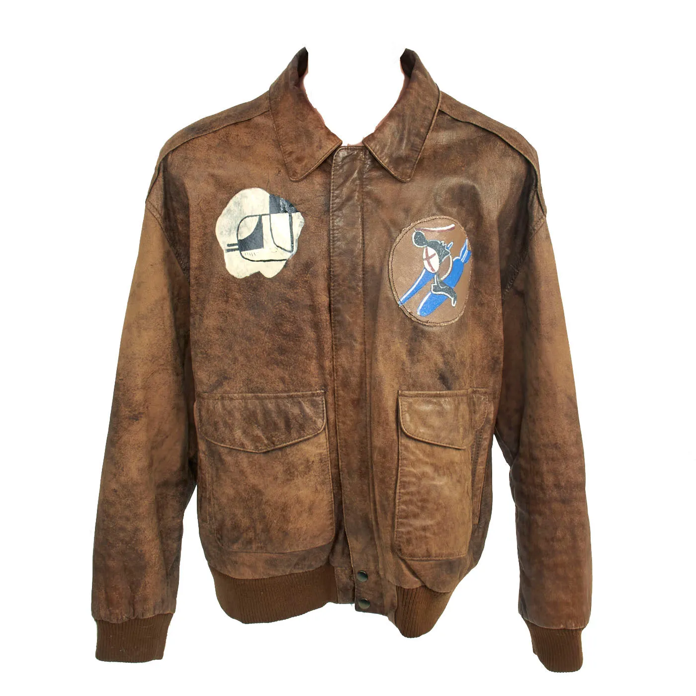 U.S. WWII A-2 Style Museum Quality Reproduction 8th Air Force 392nd Bomb Group 577 Squadron B-24 “Trips Daily” Hand Painted Leather Jacket - Size XL