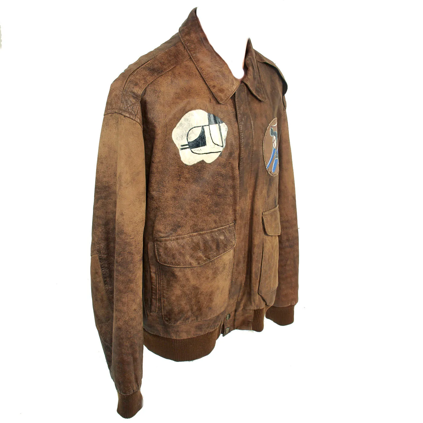 U.S. WWII A-2 Style Museum Quality Reproduction 8th Air Force 392nd Bomb Group 577 Squadron B-24 “Trips Daily” Hand Painted Leather Jacket - Size XL