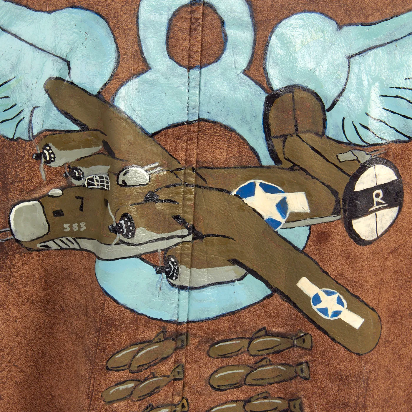 U.S. WWII A-2 Style Museum Quality Reproduction 8th Air Force 392nd Bomb Group 577 Squadron B-24 “Trips Daily” Hand Painted Leather Jacket - Size XL