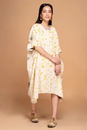 Vann Naturally Dyed Handwoven Cotton Rohanna Kurti- Yellow, Grey