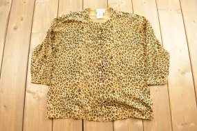 Vintage 1990's White Stag Leopard Button Up Light Jacket