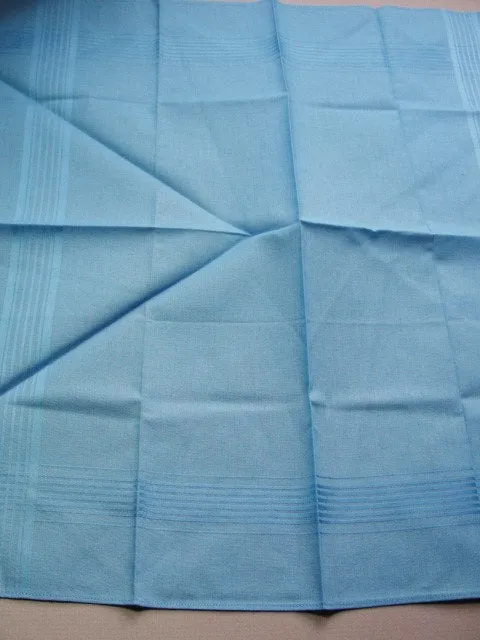 Vintage 50s Elegant Mens Gentlemens Handkerchief Baby Blue Cotton Hankie Never Used Hanky Great Gift For That Special Man