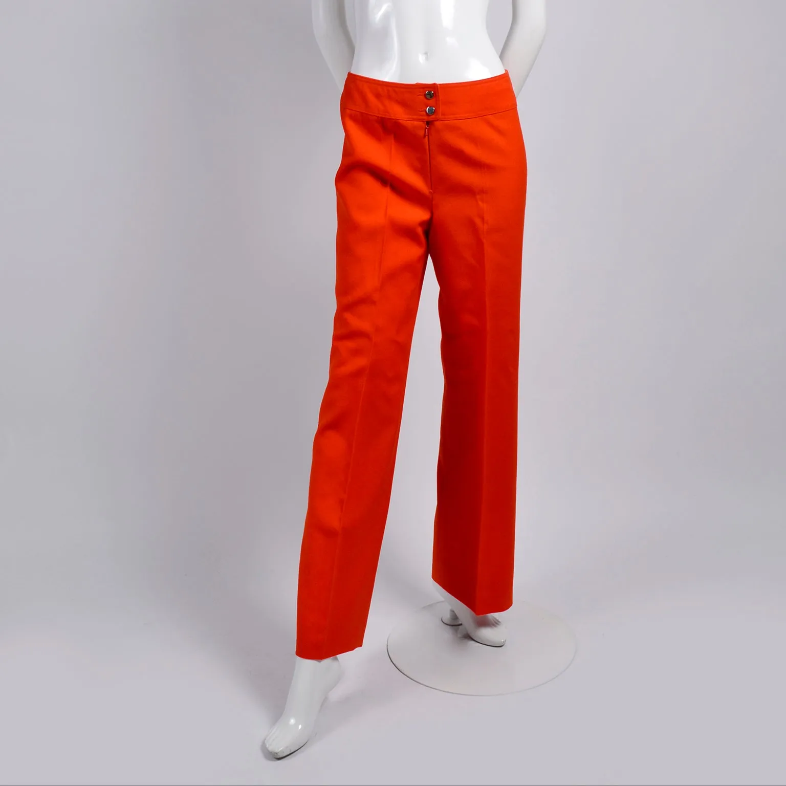 Vintage Courreges Trousers Pants in Orange Wool Made in France