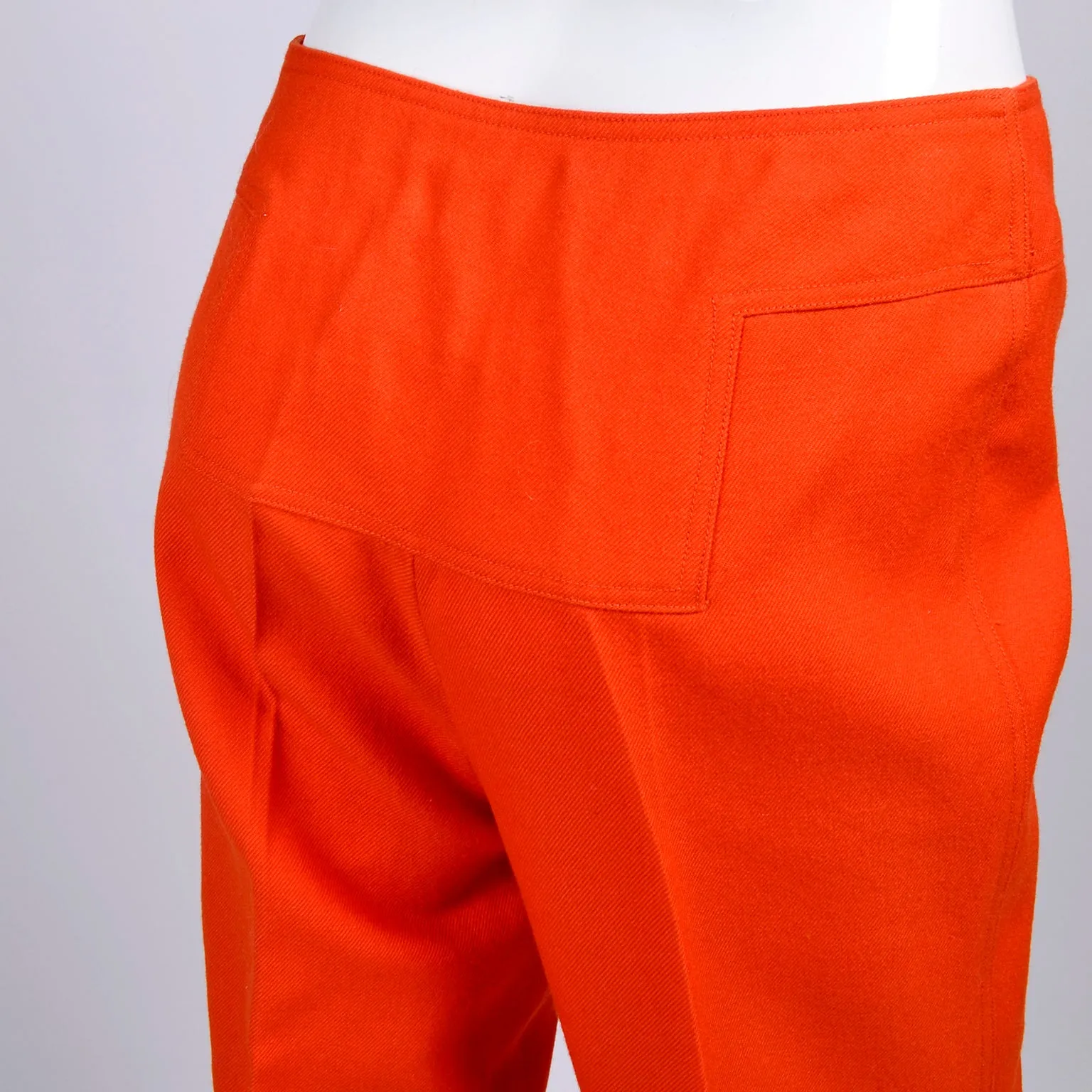 Vintage Courreges Trousers Pants in Orange Wool Made in France