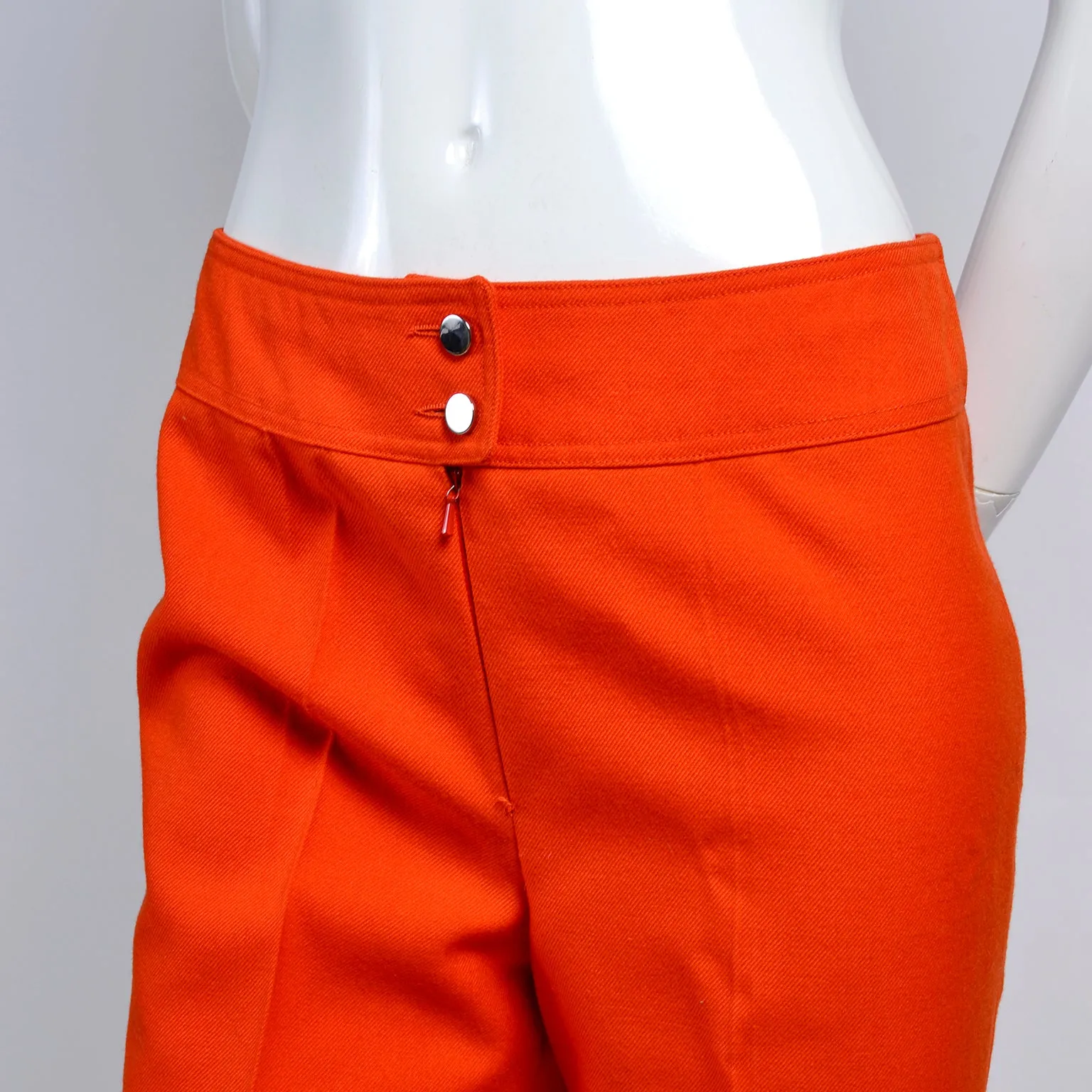 Vintage Courreges Trousers Pants in Orange Wool Made in France