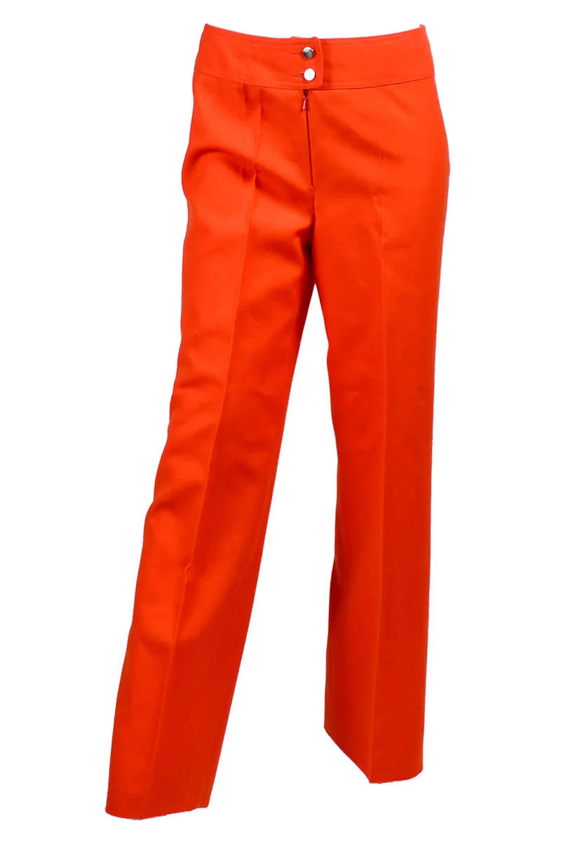 Vintage Courreges Trousers Pants in Orange Wool Made in France