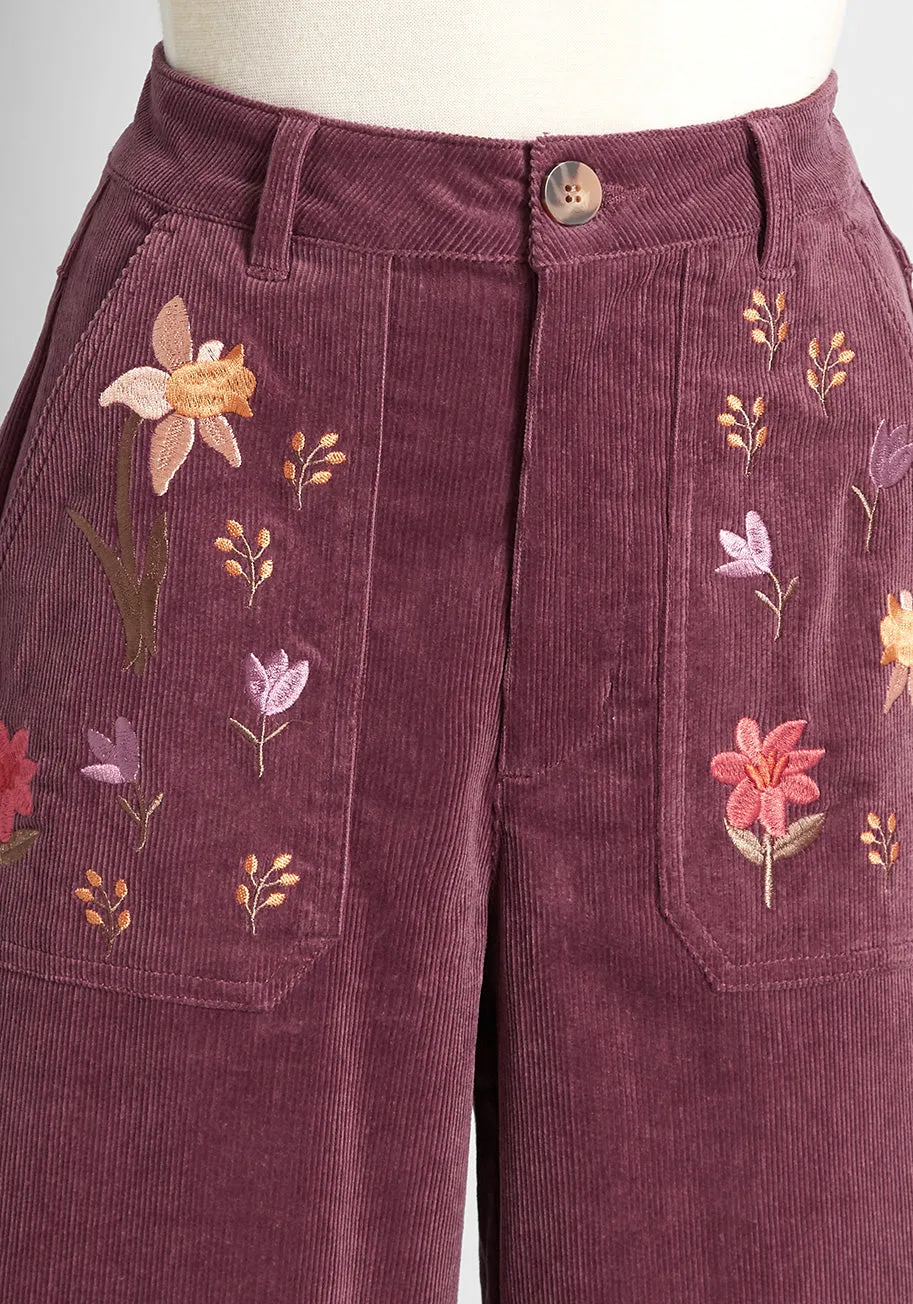 Visually Stem-ulating Embroidered Wide-Leg Cords