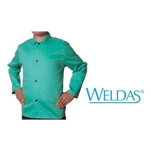 Weldas 33-6630M 9oz Green Welding Jacket 30" Cotton FR Medium