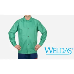 Weldas 33-6630M 9oz Green Welding Jacket 30" Cotton FR Medium