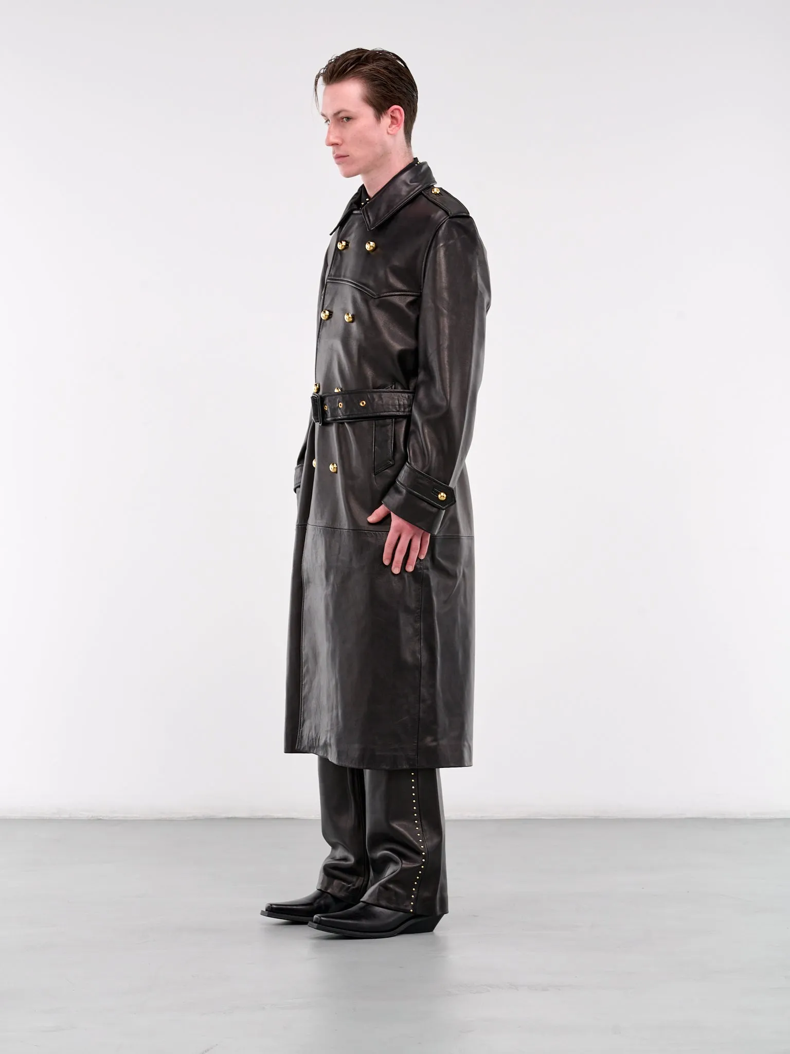 Western Leather Trench Coat (CO27L-LE01-BLACK)