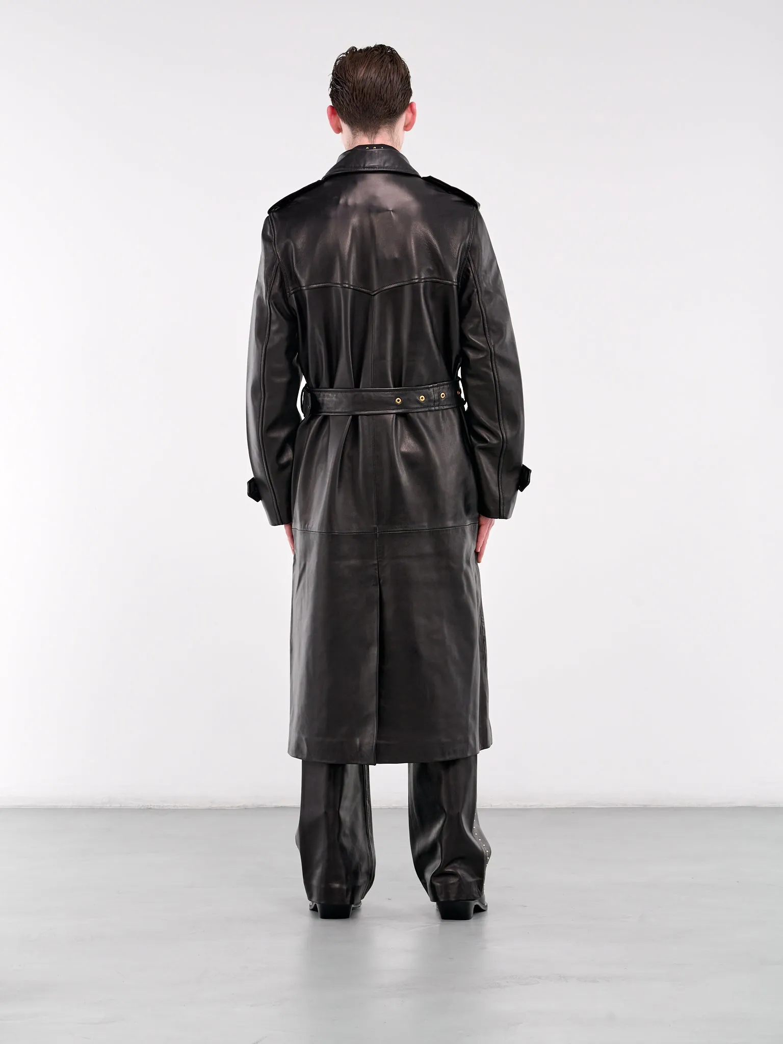 Western Leather Trench Coat (CO27L-LE01-BLACK)