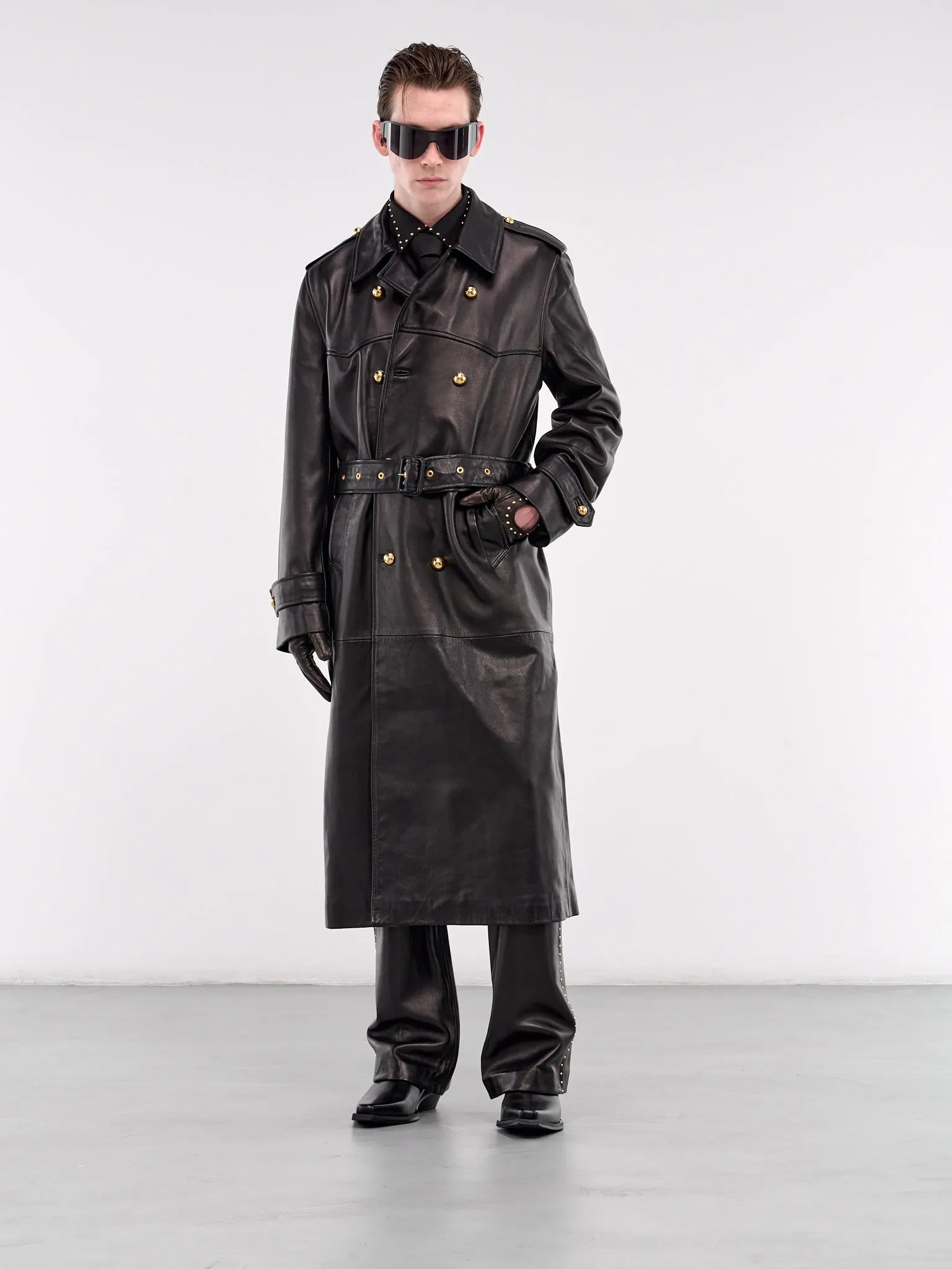 Western Leather Trench Coat (CO27L-LE01-BLACK)