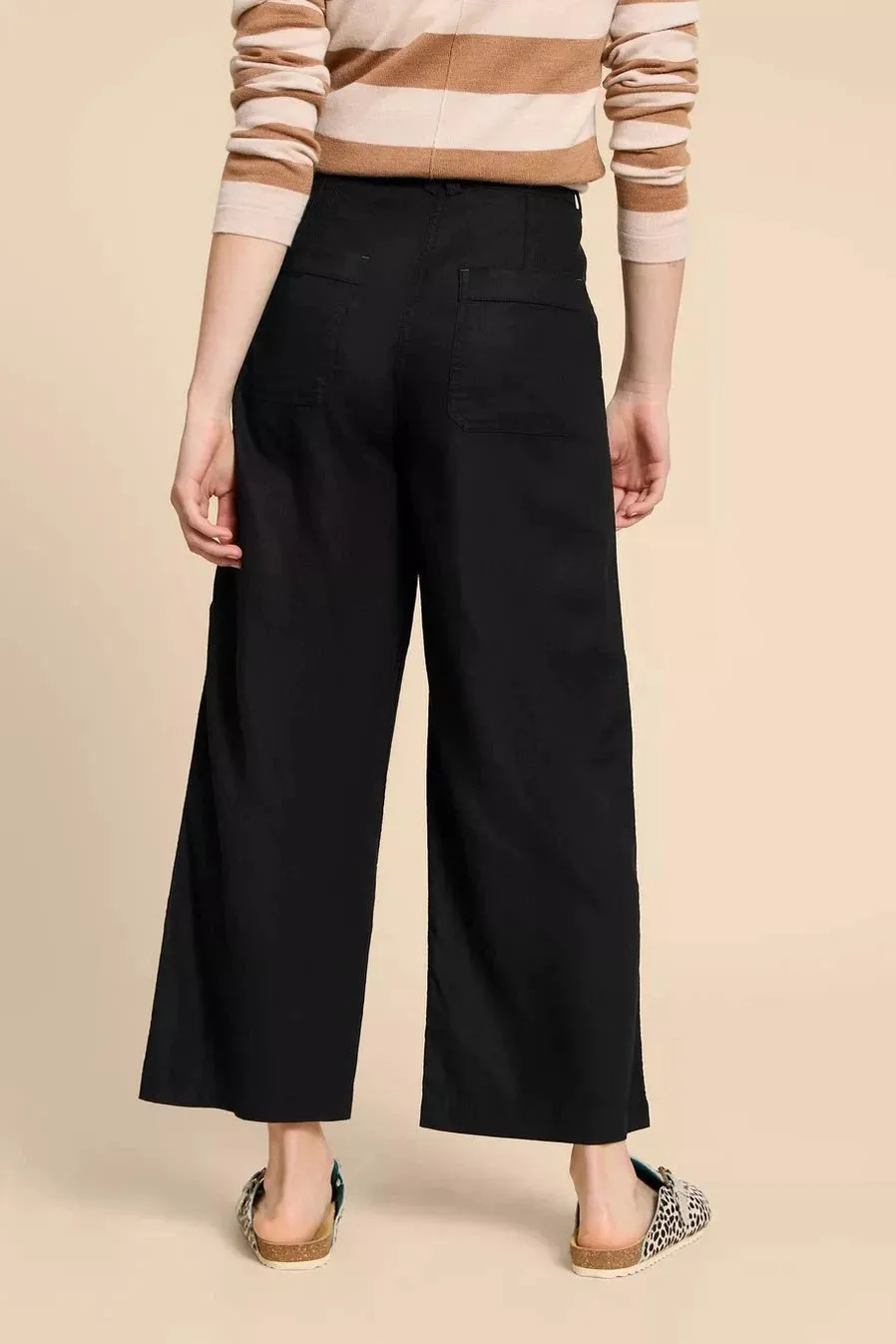 White Stuff Harper Linen Blend Trouser in Pure Black