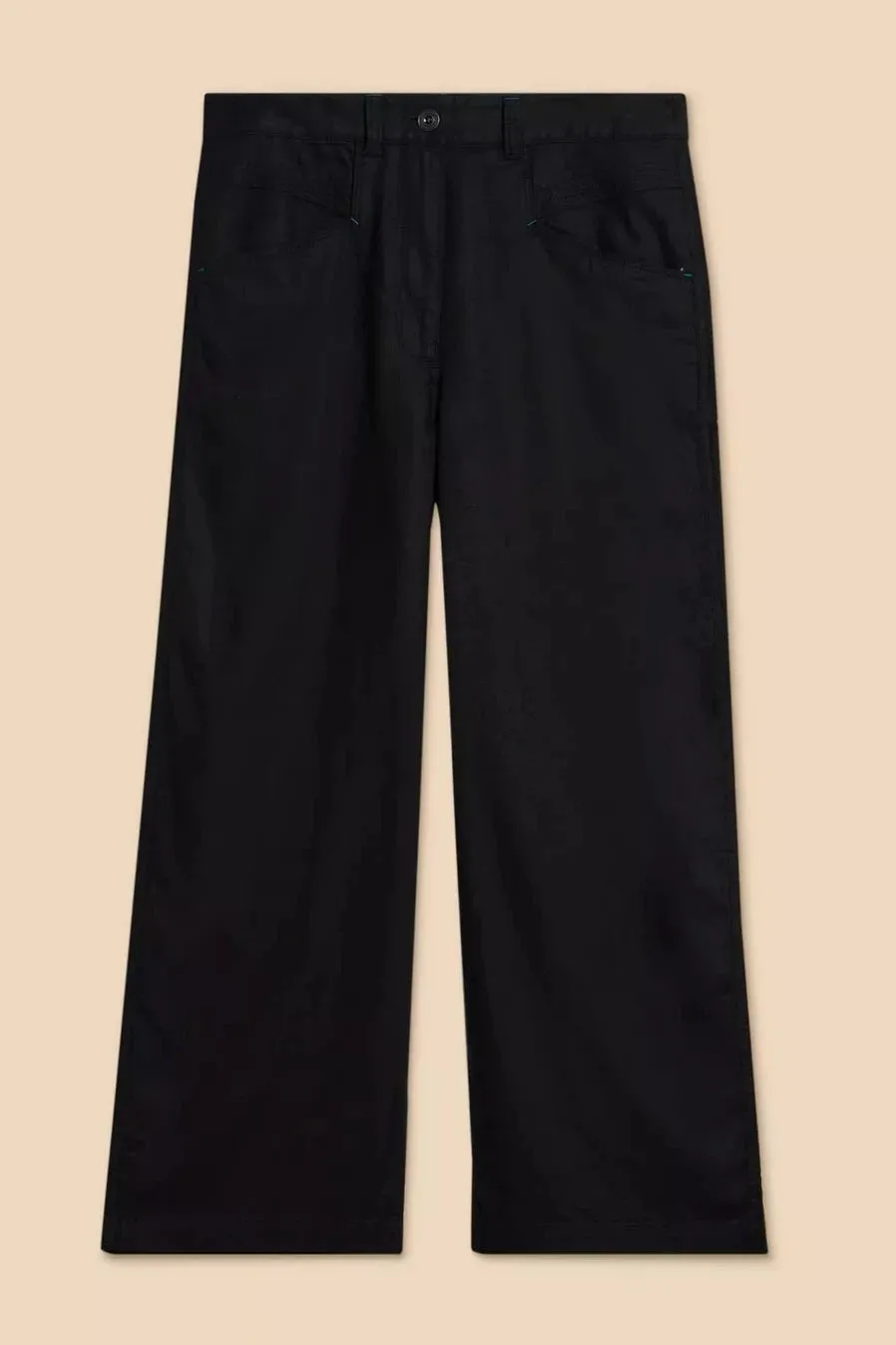 White Stuff Harper Linen Blend Trouser in Pure Black