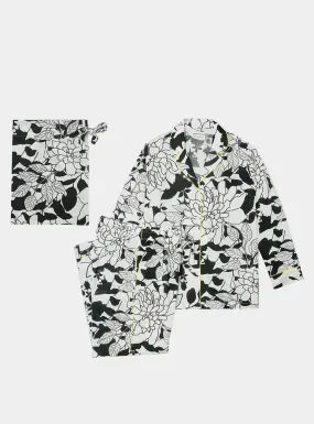 White/Black Matching Set in Havana Print Long Sleeve Pyjamas