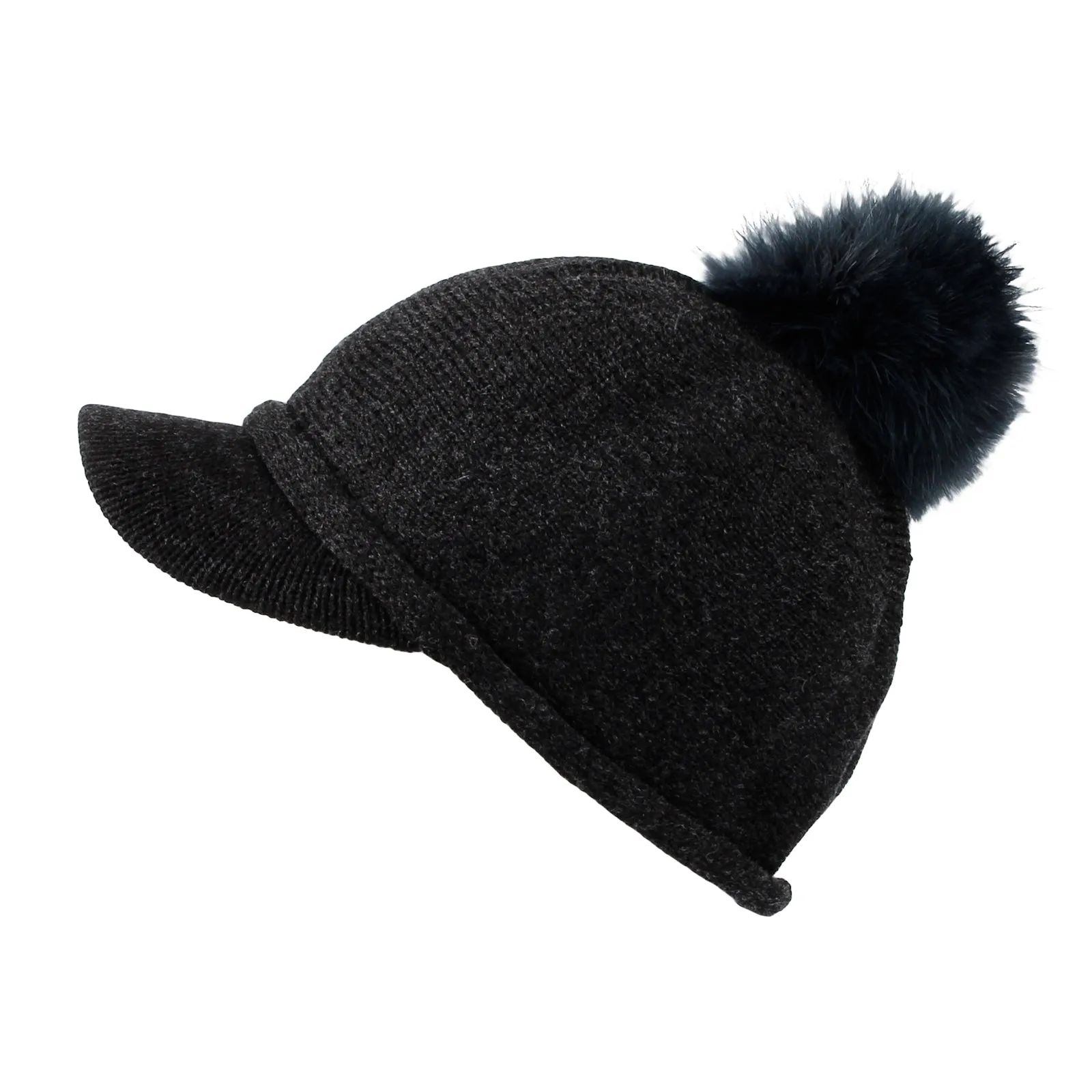 Winter Wool Visor Knit Pom Beanie Hat Warm Skull Cap SLQ1248