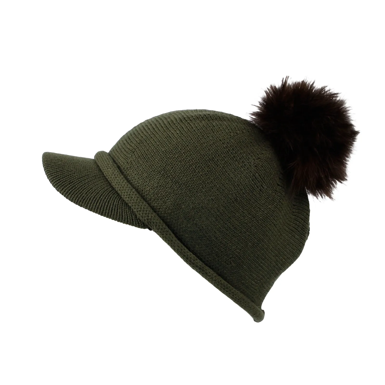 Winter Wool Visor Knit Pom Beanie Hat Warm Skull Cap SLQ1248