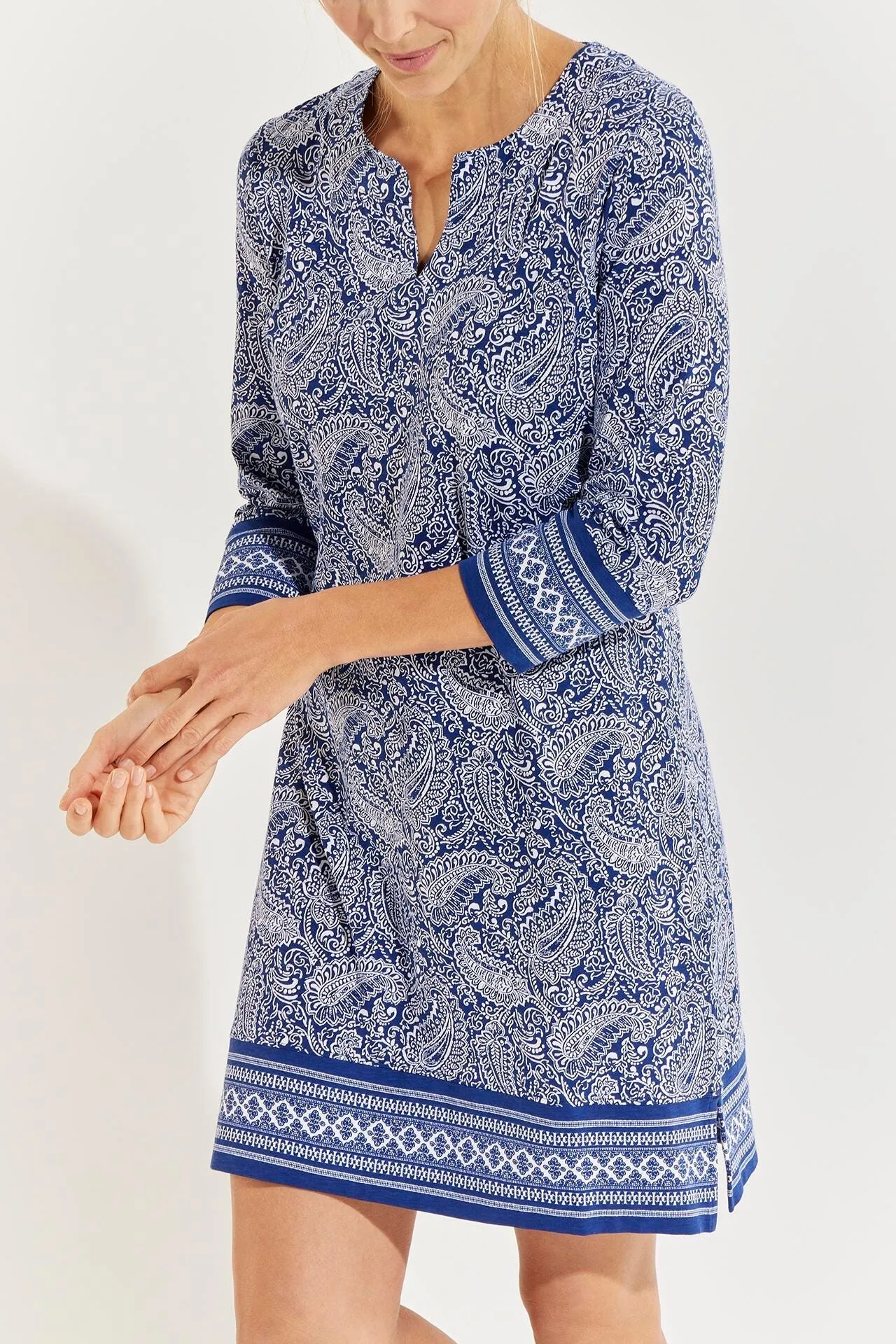 Women's Oceanside Tunic Dress  |  Navy Artisan Paisley