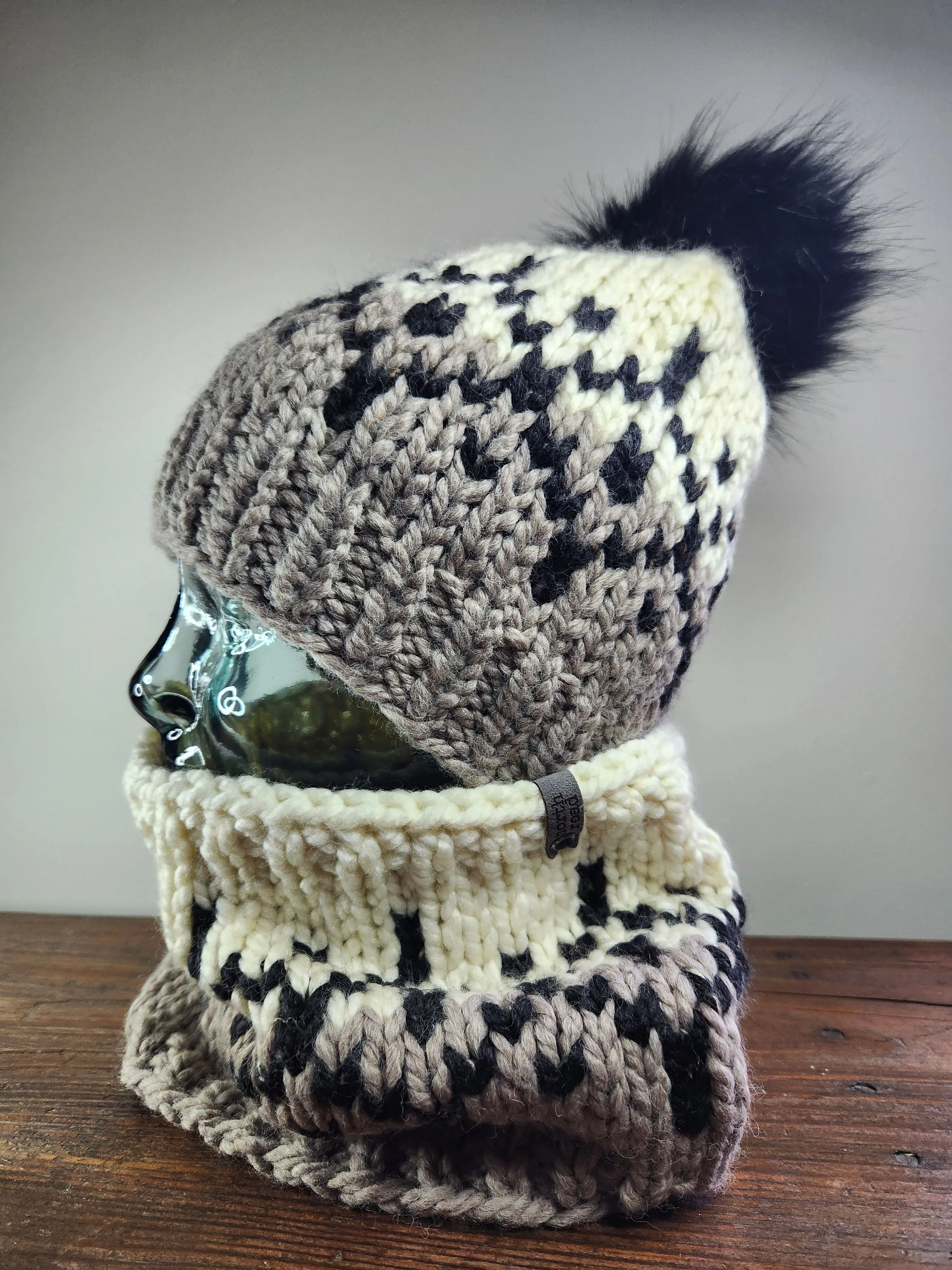 Wool Blend Pom Hat and Cowl Set