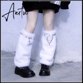 Y2K Girl Harajuku Punk Golita Lolita leg warmers spice Women Winter Warmer Foot Cover Streetwear furry Leg warmer leg warmers